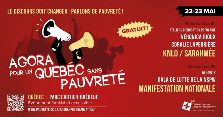 Pauvreté au Québec : artistes, citoyens et militants convergent vers une grande Agora à Québec